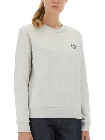 Apc A.p.c. Rue Madame Sweatshirt With Logo In Gray