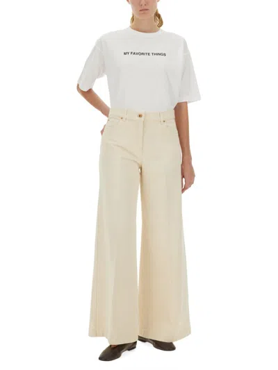 Aspesi High-waisted Wide-leg Pants With Belt Loops And Seam Details In Neutral