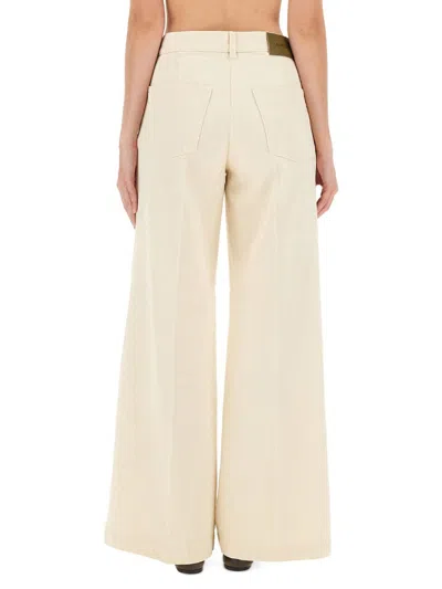 Aspesi High-waisted Wide-leg Pants With Belt Loops And Seam Details In Neutral