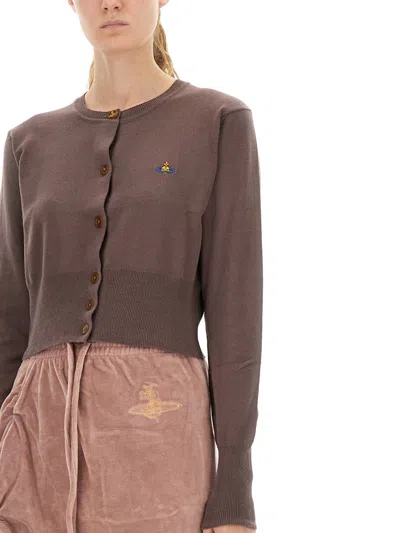 Vivienne Westwood Knitwear With Crew Neck And Ribbed Hem In Brown