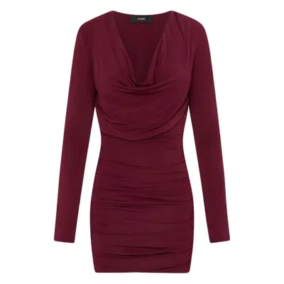Amiri Cowl-neck Draped Mini Cocktail Dress In Burgundy