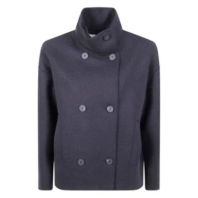Harris Wharf London Women Cropped Funnel Jacket Pressed Wool In Blue