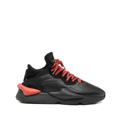 Y-3 Kaiwa Leather-panelled Lace-up Sneakers In Black