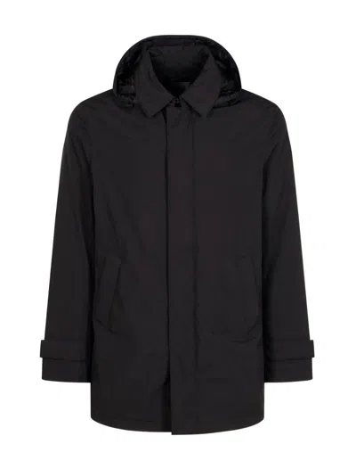 Herno Waterproof 2-layer Laminar Fabric Coat In Black