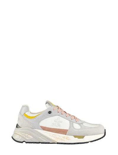Premiata Mased 7824 White Leather Blend Sneakers In Multi