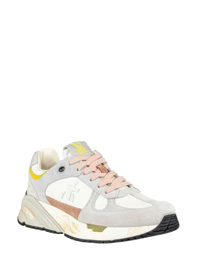 Premiata Mased 7824 White Leather Blend Sneakers In Multi