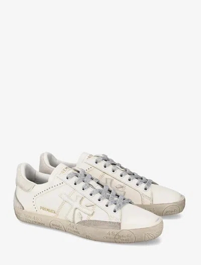 Premiata Stevend Embroidered-logo Sneakers In White