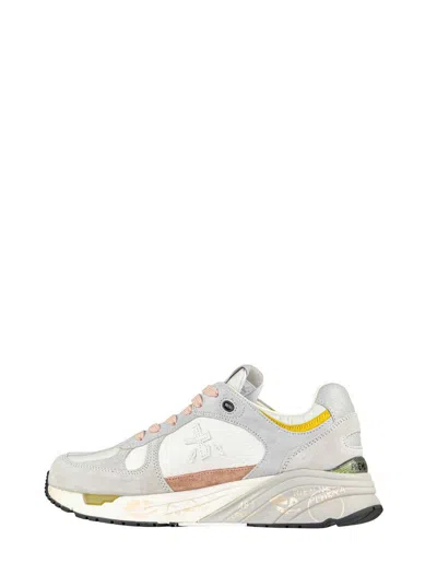Premiata Mased 7824 White Leather Blend Sneakers In Multi
