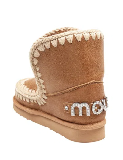 Mou Sheepskin Ankle Boot In Brown