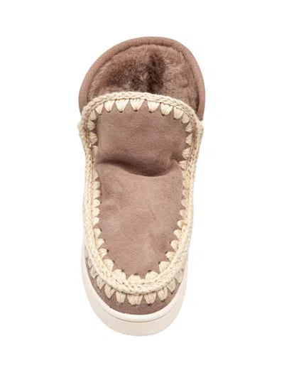 Mou New Eskimo Sneakers In Nabuk With Metal Logo In Brown
