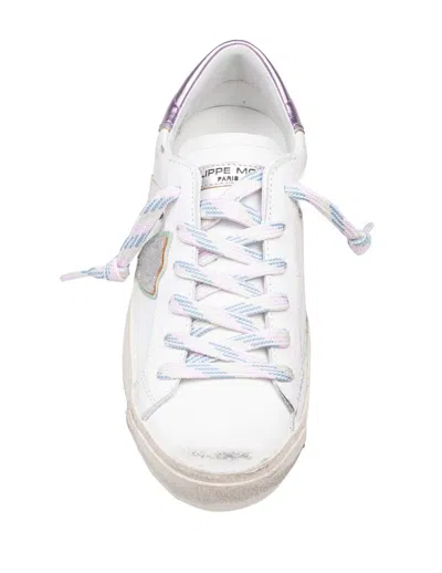 Philippe Model Low Top Leather Sneakers With Metallic Detail In Multi