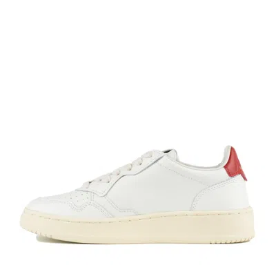 Autry Red And White Leather Medalist Low Sneakers In White