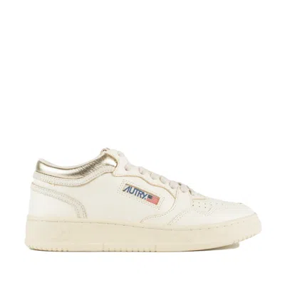Autry Marshmallow And Platinum Color Leather Med-way Sneakers In Neutral