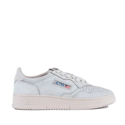 Autry White And Pink Tint Scraped Effect Suede Medalist Low Sneakers In White