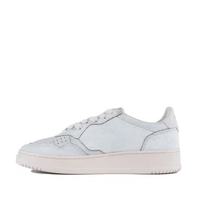 Autry White And Pink Tint Scraped Effect Suede Medalist Low Sneakers In White
