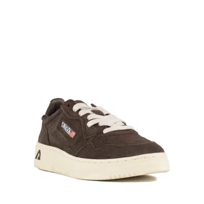 Autry Medalist Low Sneakers In Mocha Suede And Off White In Brown