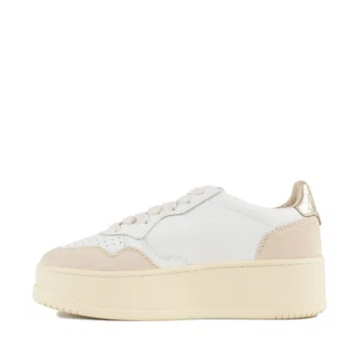 Autry Platinum And White Suede And Leather Medalist Platform Sneakers In Multi