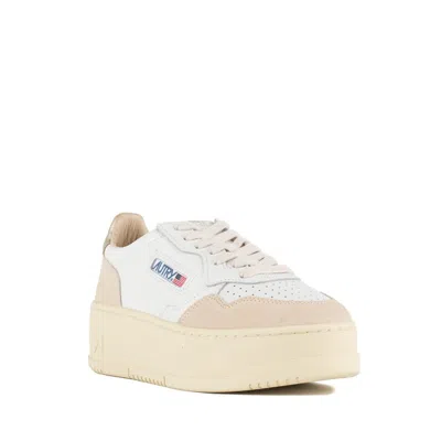 Autry Platinum And White Suede And Leather Medalist Platform Sneakers In Multi