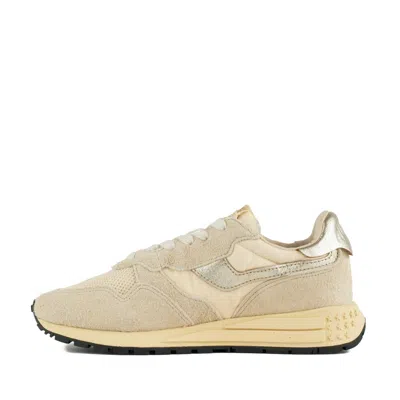 Autry Reelwind Low Nylon Suede And Leather Ecru And Platinum Sneakers In Nude