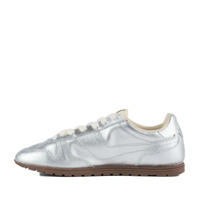 Autry Windspin Low Sneakers In Platinum Leather In Silver