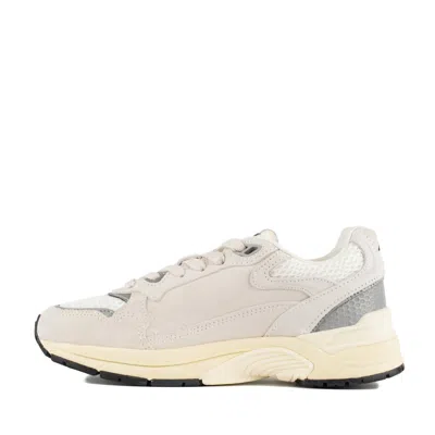 Autry Hyperway Mesh And Metallic Leather-trimmed Suede Sneakers In Neutral