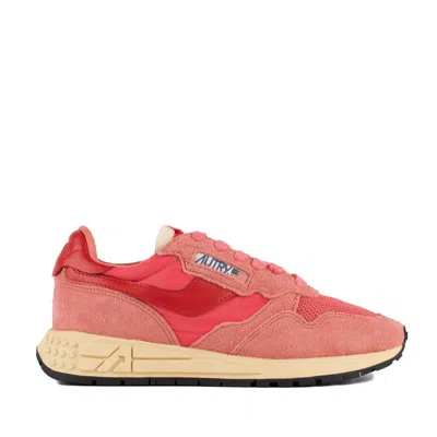 Autry Sneakers Reelwind Low In Nylon Suede And Leather Porcelain Rose And Rubicund In Pink