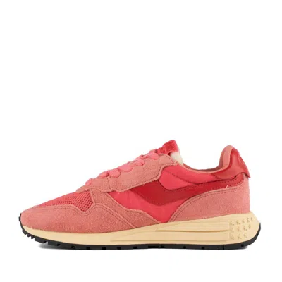 Autry Sneakers Reelwind Low In Nylon Suede And Leather Porcelain Rose And Rubicund In Pink