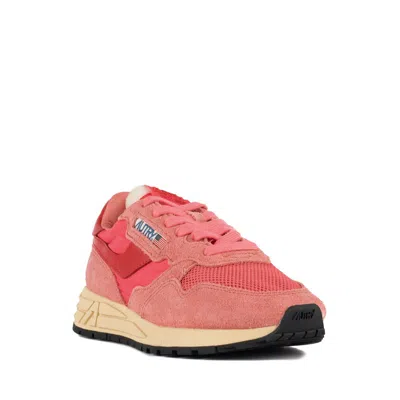 Autry Sneakers Reelwind Low In Nylon Suede And Leather Porcelain Rose And Rubicund In Pink