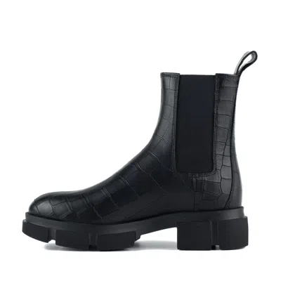 Copenhagen Black Smooth Leather Croco Boot In Black