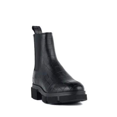 Copenhagen Black Smooth Leather Croco Boot In Black