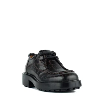 Copenhagen Brown Leather Shoe With Crocodile Print In Black