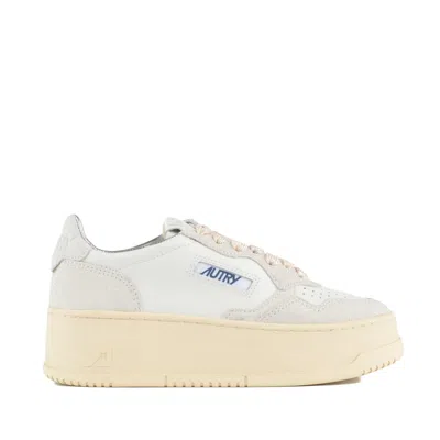 Autry Sneakers Medalist Platform In Suede And Leather White And Gray. In Multi