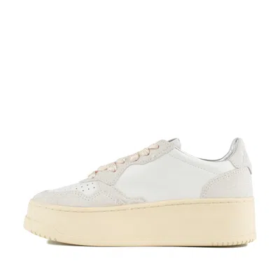 Autry Sneakers Medalist Platform In Suede And Leather White And Gray. In Multi