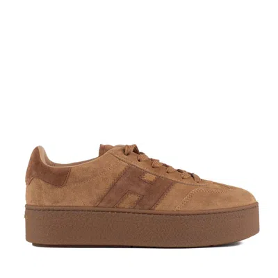 Hogan Low Top Sneakers Platform Sole In Brown