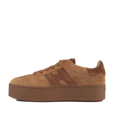 Hogan Low Top Sneakers Platform Sole In Brown