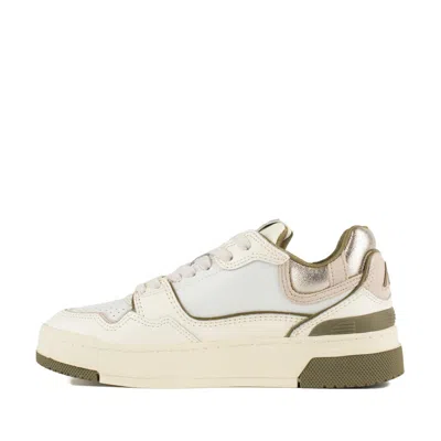 Autry Sneakers Clc Low In Whisper White Lizard And Platinum Leather In Multi