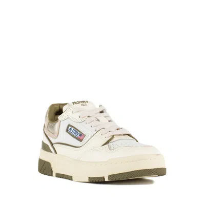 Autry Sneakers Clc Low In Whisper White Lizard And Platinum Leather In Multi