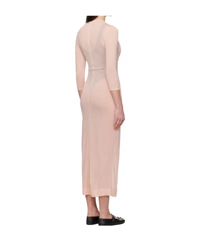 Simone Rocha Fitted Ballet Mesh Column Dress In Neutral