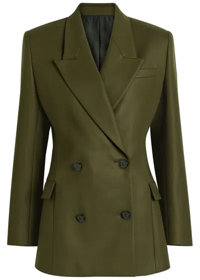 Alaïa Alaia Double-breasted Olive Green Wool Jacket Women In Green