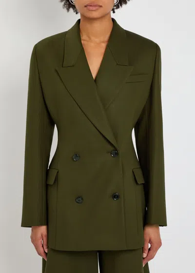 Alaïa Alaia Double-breasted Olive Green Wool Jacket Women In Green
