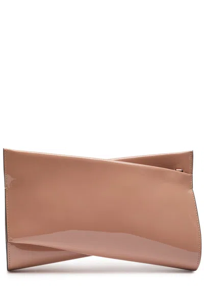 Christian Louboutin Loubitwist Patent Leather Clutch In Brown