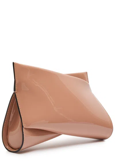 Christian Louboutin Loubitwist Patent Leather Clutch In Brown