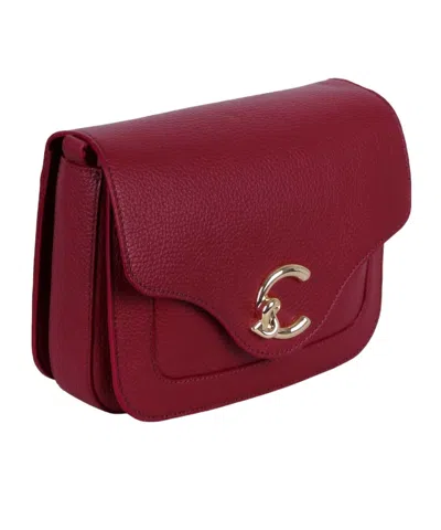 Coccinelle Textured Leather Cross-body Bag Adjustable Strap In Red