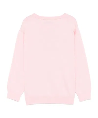 Moschino Teddy-logo Cotton-wool Sweater In Pink