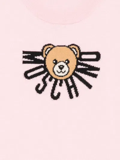 Moschino Teddy-logo Cotton-wool Sweater In Pink
