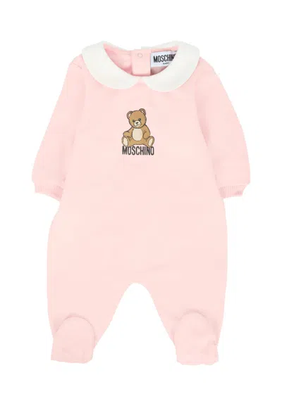Moschino Bear-motif Babygrow Set In Pink