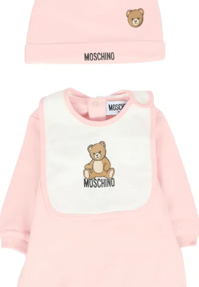 Moschino Bear-motif Babygrow Set In Pink