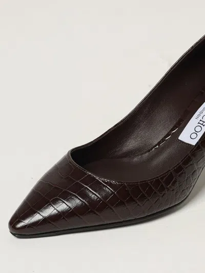 Jimmy Choo 85mm Romy Pointed-toe Pumps With Crocodile-effect In Brown