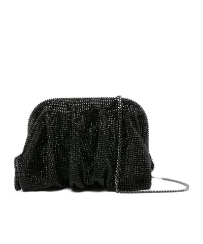 Benedetta Bruzziches Rhinestone And Satin Venus La Petite James Bond Pochette In Black