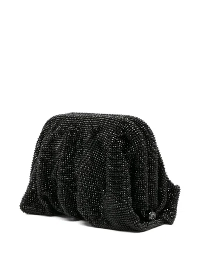 Benedetta Bruzziches Rhinestone And Satin Venus La Petite James Bond Pochette In Black